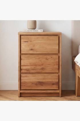 Nachttisch Oregon Wildeiche massiv 3 Schubladen 76 cm